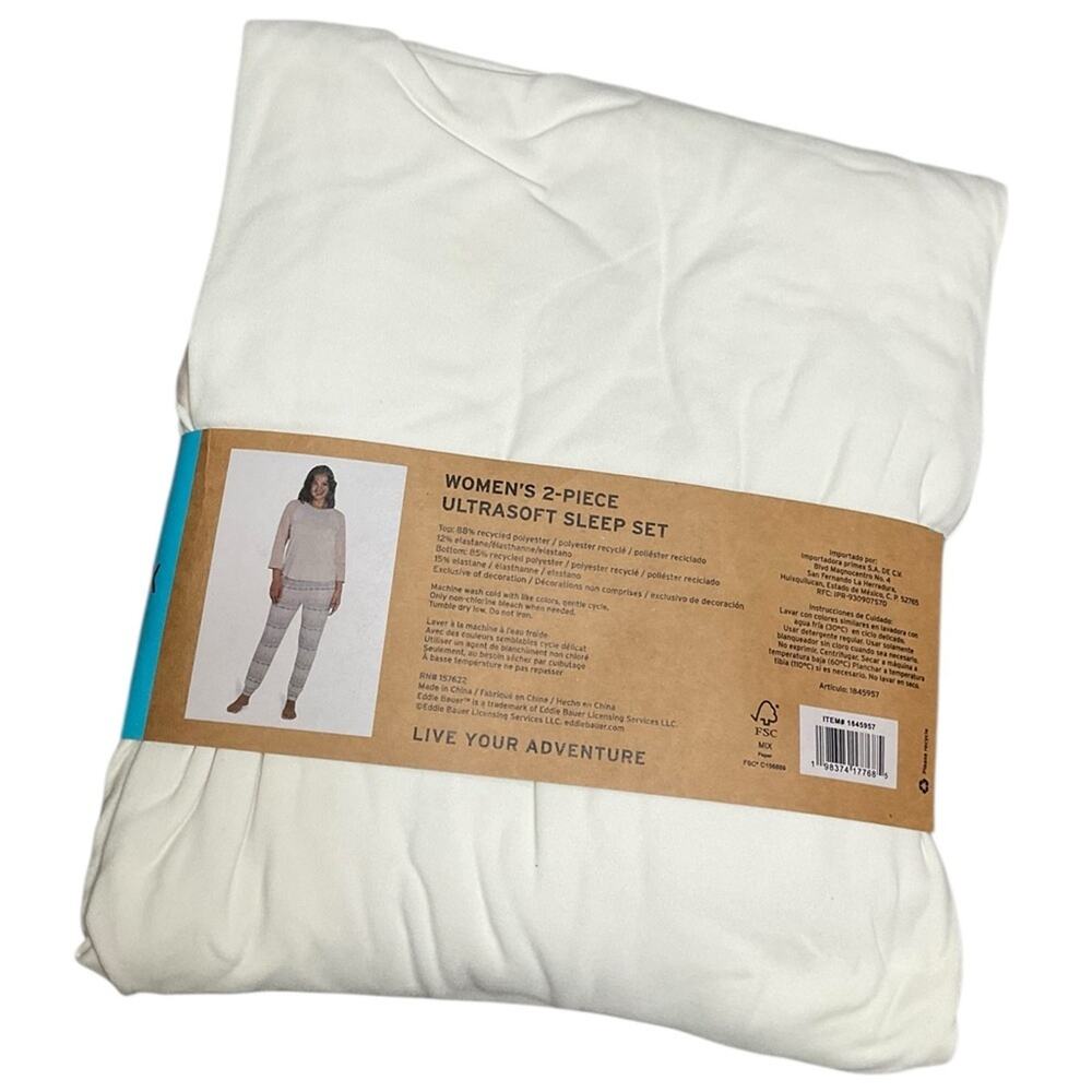 Eddie Bauer Women's Cream and Pink Pajama Set Size 2X NWT - Picture 7 of 7